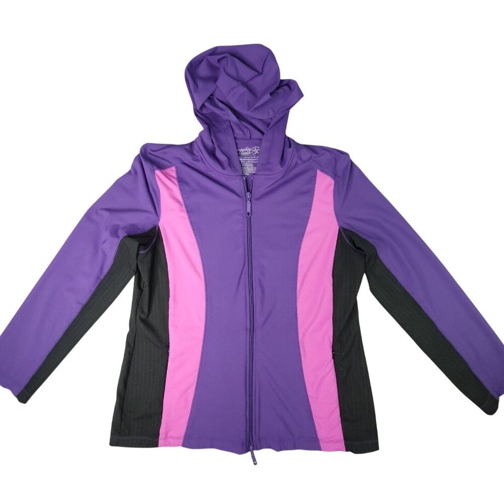 Tranquility Soma Jacket Womens Medium Purple Stripe Zip Athleisure Casual Hiking